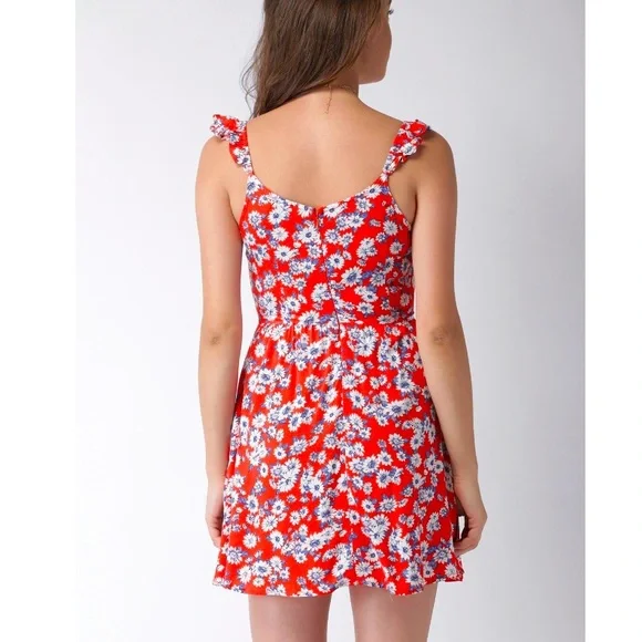 FOREVER 21 Women Coral Red Printed A-Line Dress Brand New (Never Worn) - Picture 13 of 14